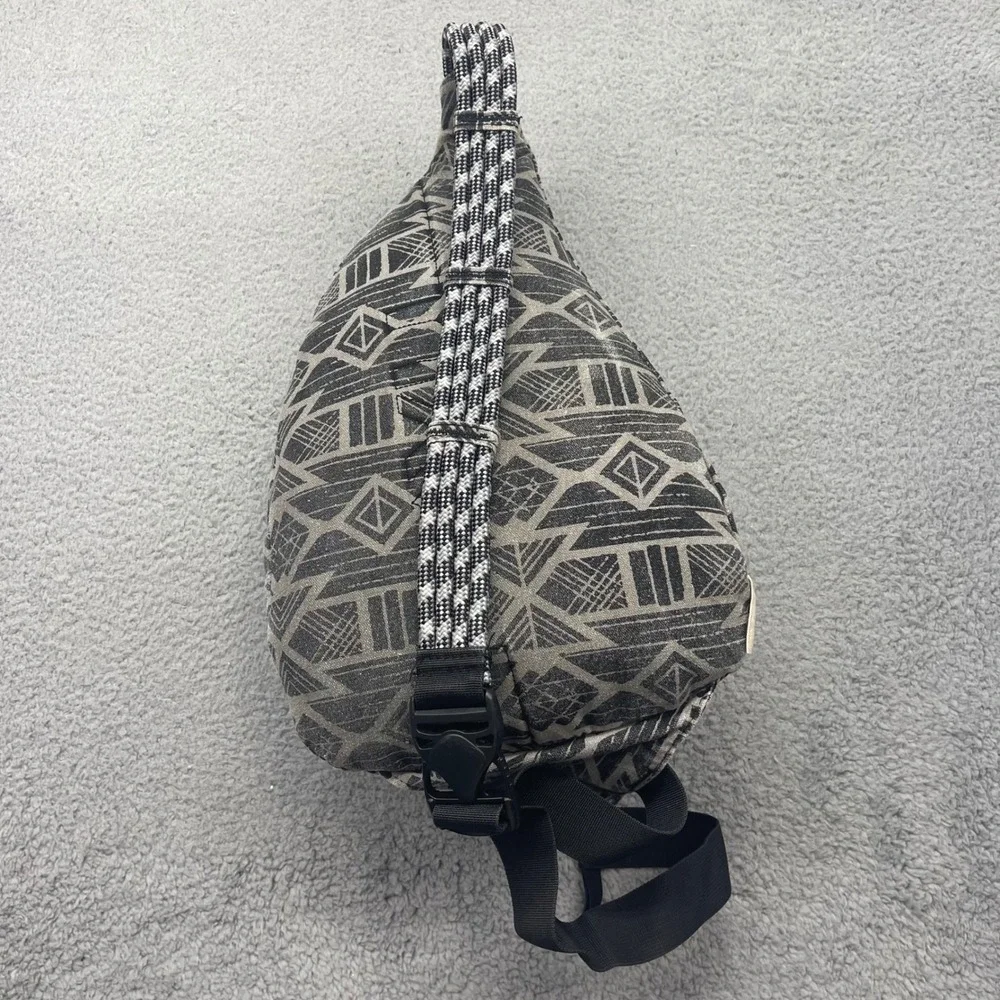 Kavu Rope Bag Gray Black Geometric Tribal Canvas Sling Backpack Unisex Crossbody